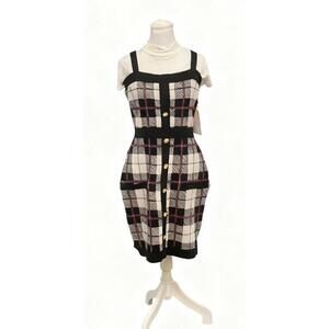 Coco And Shay Junior Sz L Pink Plaid Sweater Dress Y2K Pop Star Retro Babydoll